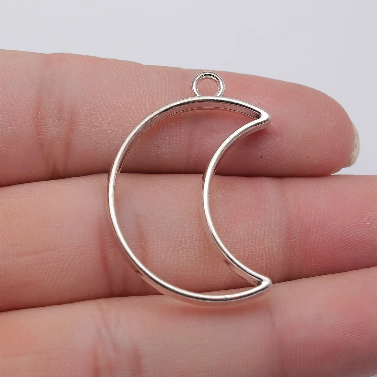 WYSIWYG 10pcs 37x25x3.9mm 4 Colors Hollow Geometric Glue Frame Series Moon Shape Border Frame For DIY Jewelry Making