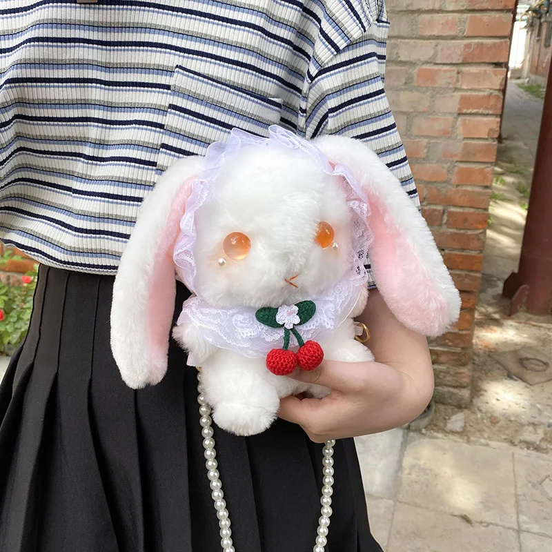 Cute Rabbit Kids Backpack Lolita JK Stuffed Animals Cross Body Shoulder Bag Coin Purse Wallet Pouch Children Girl Birthday Gift