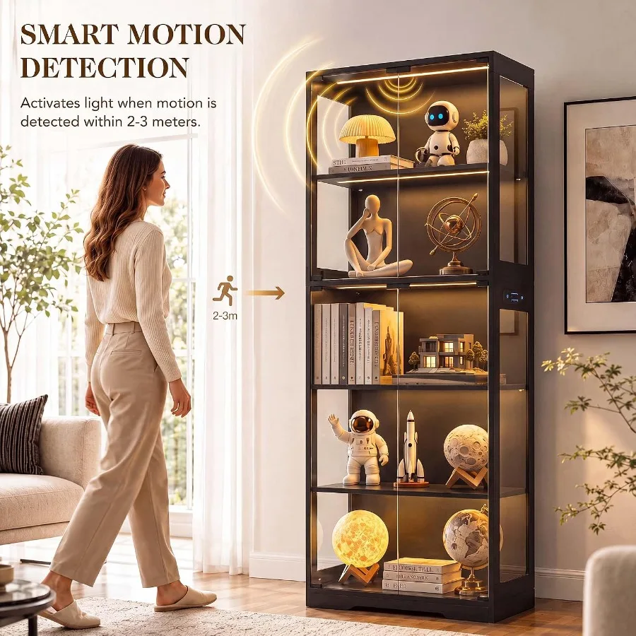 65" Display Cabinet with Glass Doors and LED Lights view 4