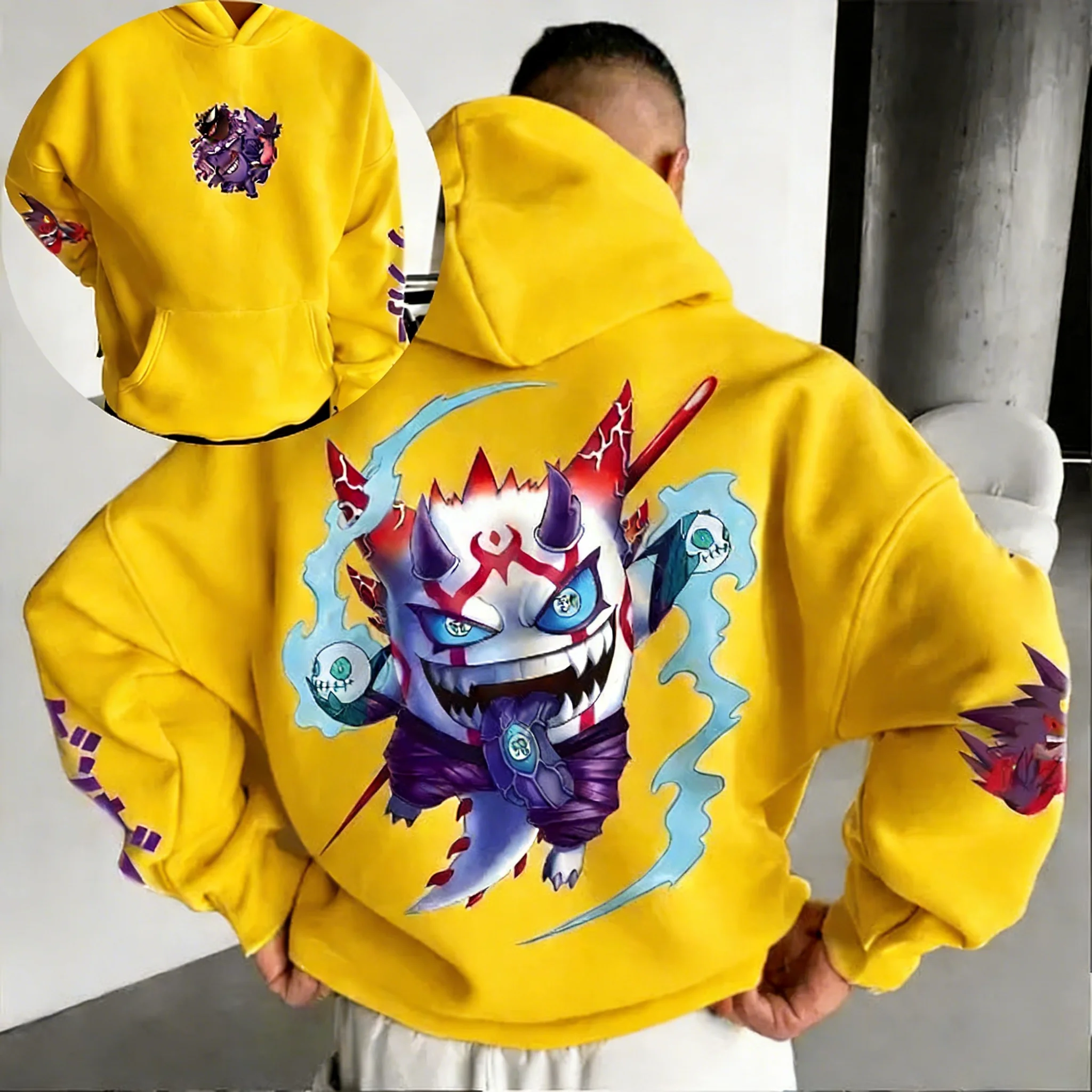 

Худи с принтом «Покемон» 2026: модный повседневный свободный крой для мужчин и женщин