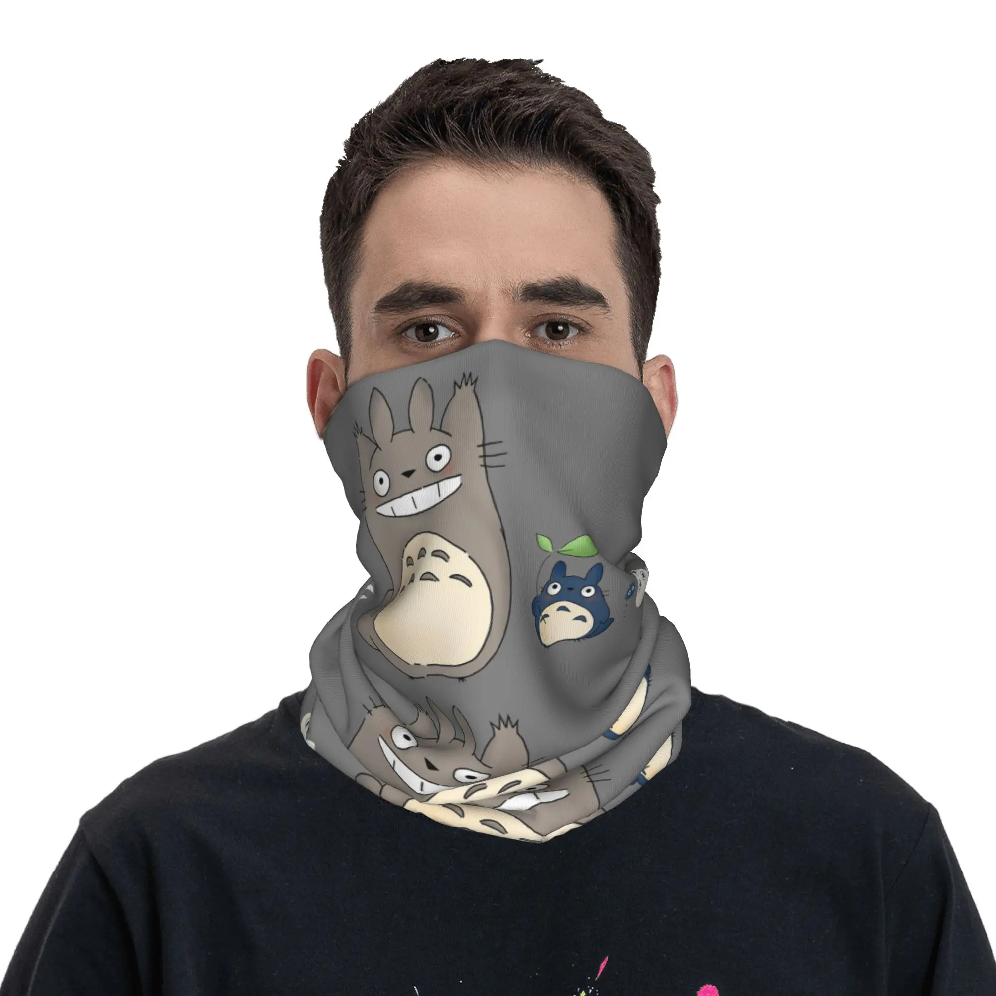 Cute Susuwatari Soot Sprites Totoros Bandana Neck Cover Printed  Balaclavas Face Mask Scarf Warm Headband Running for Men Women image 5
