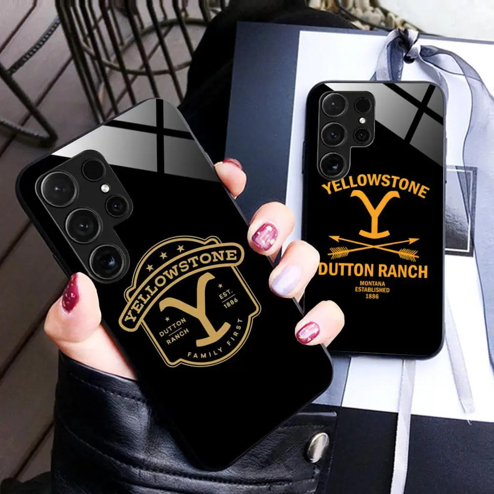 Fashion Yellow Stone Mobile Phone Case For Samsung Galaxy A56 55 54 53 52 51 36 35 34 23 16 15 5G Glass Cover Luxury Smartphone