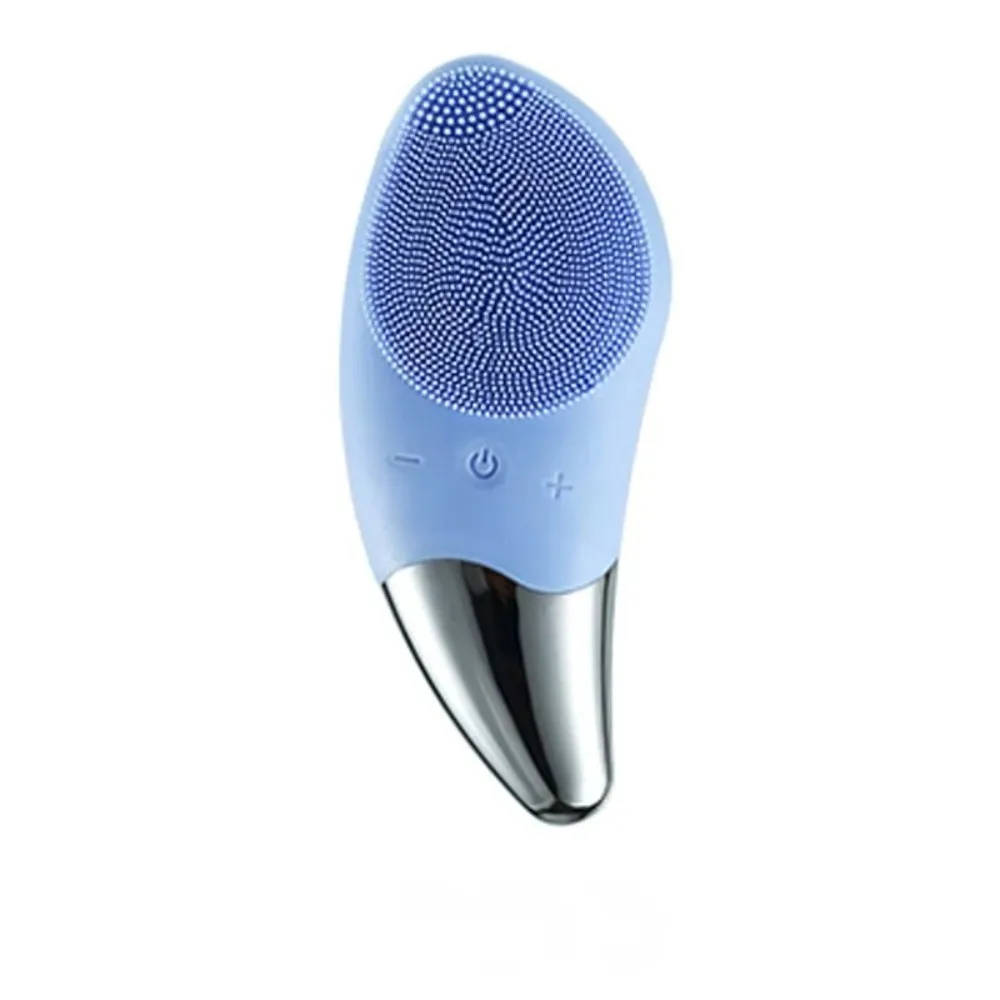 Silicone USB Electric Face Brush​​ ​​Waterproof​​ Rechargeable​​ ​​Sonic Facial Cleanser​​ ​​Soft Bristles​​ Oval