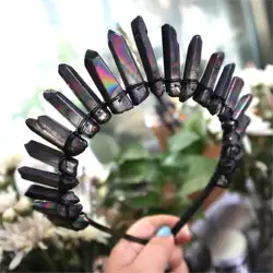 Wicca Tiaras Black Color Crystal Quartz Crown Natural Headband Hair Accessories Festive Women Men Party Original Gifts