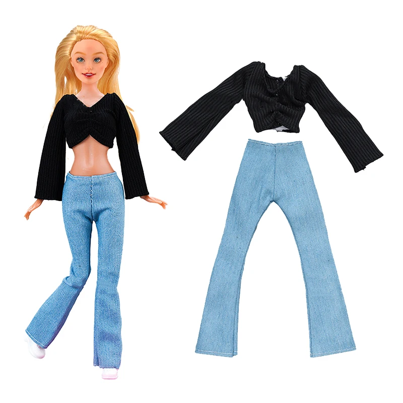 1Set Fashion Dress For 1/6 Doll Daily Outfit Coat Hats Pants Sweater Jeans Skirt Clothes For Barbie Doll Accessories Girl\'s Toys