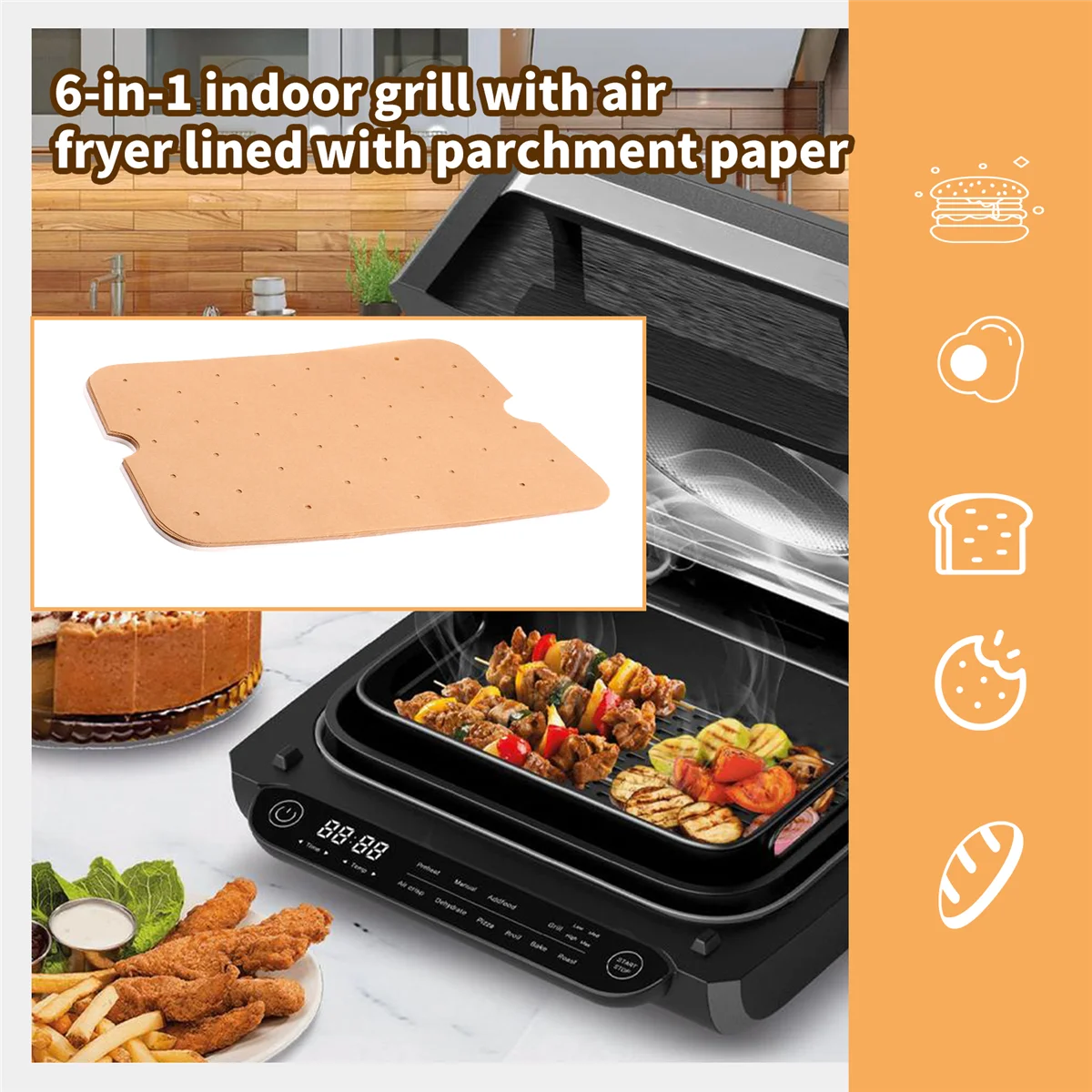 200 قطعة من بطانات ورق البرشمان للمقلاة الهوائية لـ Foodi XL Smart FG551 6 في 1 شواية داخلية لملحقات Foodi