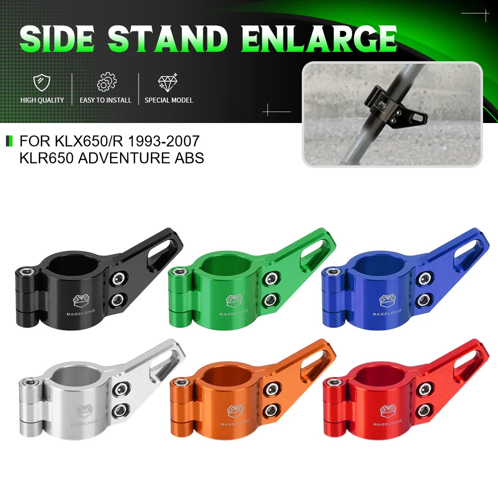 For Kawasaki KLX650/R 1993-2007 KLR650 Adventure ABS Traveler CNC Accessories Kickstand Side Stand Support Extension Assist Tool