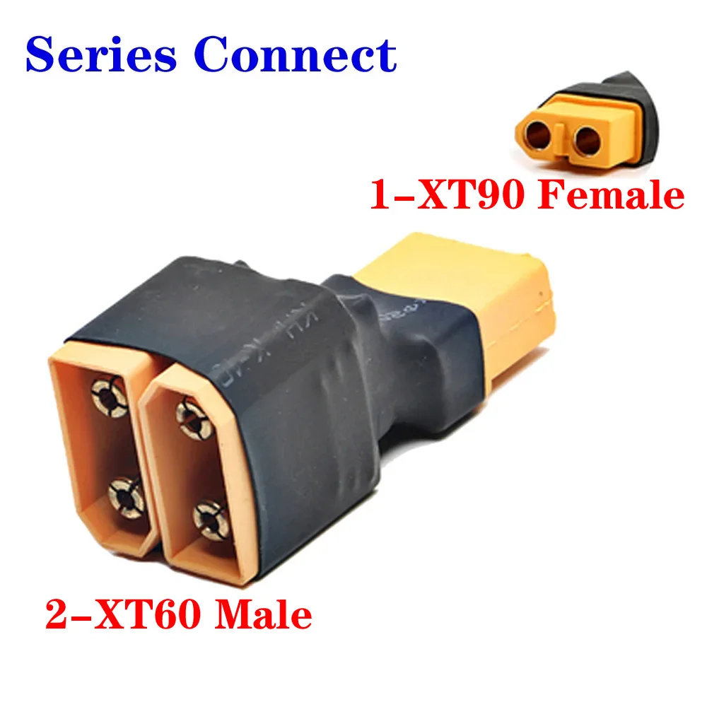 1pcs XT60 XT90 T Plug 1 Female to 2 Male Parallel / Series Adapter Lipo Battery Converter Connector Plug For RC Car Plane Parts