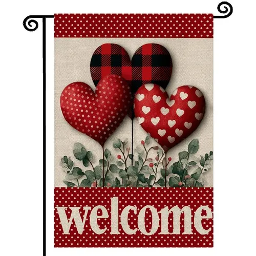 Valentines Day Love Heart Garden Flag12x18 Inch Double Sided Outside Annivers... YYZ