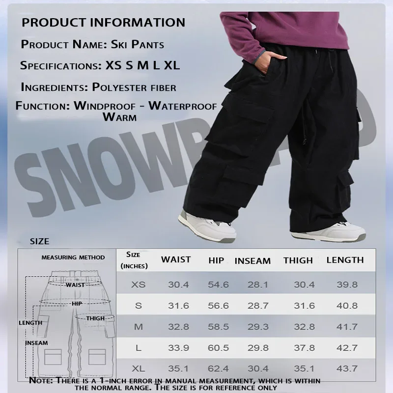 Новые мешковатые стильные дышащие лыжные штаны для сноуборда, спортивные ветрозащитные водонепроницаемые лыжные брюки для женщин и мужчин, зимняя термоодежда для взрослых