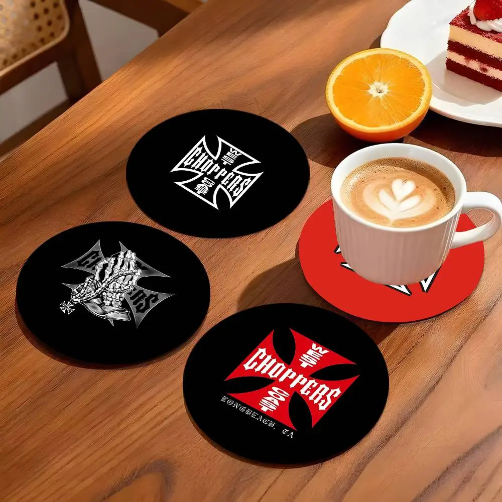West Coast Choppers Coasters 10cm Round Wooden Suitable For Drinks Tea Coffee Home Gift Choice Holidays