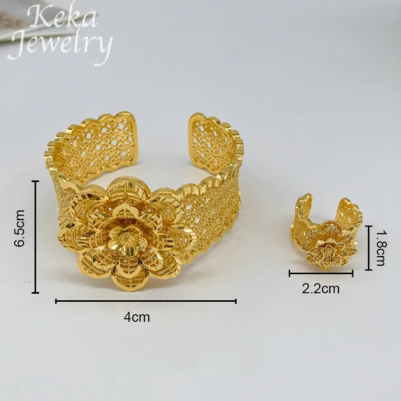 African 22k Gold Plated Classics Jewelry Set for Women Fashion Bracelet Ring Set America  Wedding Party Jewelry Daily Wear
