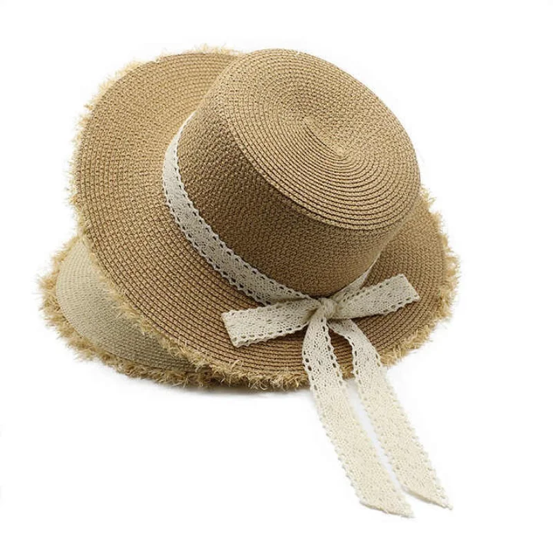 

2025 Women's Wide Brim Raffia Straw Hat with Fringe Travel Ribbon Bow Detail New Arrival Spring Summer Fashion Accessory