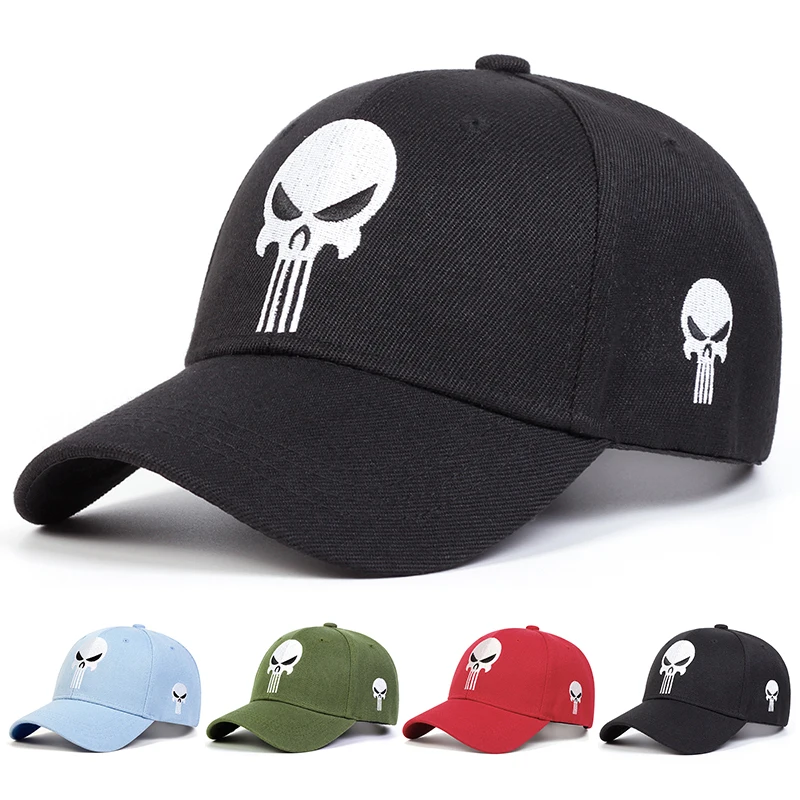 Unisex Skull Head Embroidery Baseball Caps Spring Autumn Outdoor Adjustable Casual Hats Sunscreen Hat