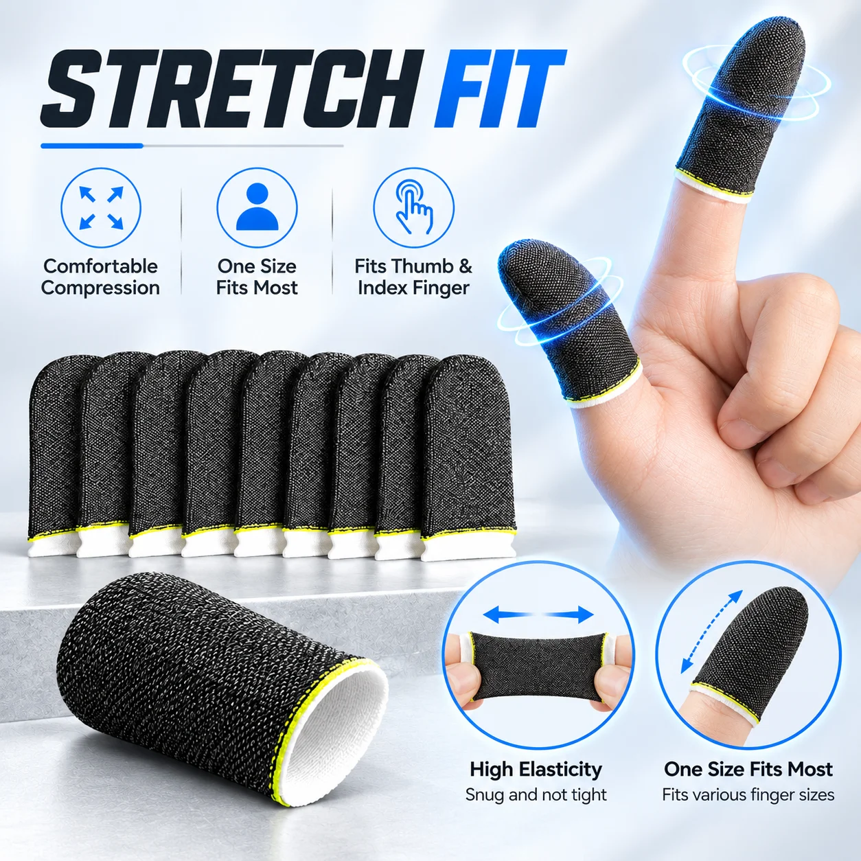 Gaming Finger Sleeves Anti-Sweat Touchscreen Thumb Covers for Mobile Games High Sensitivity Breathable Finger Gloves for PUBG