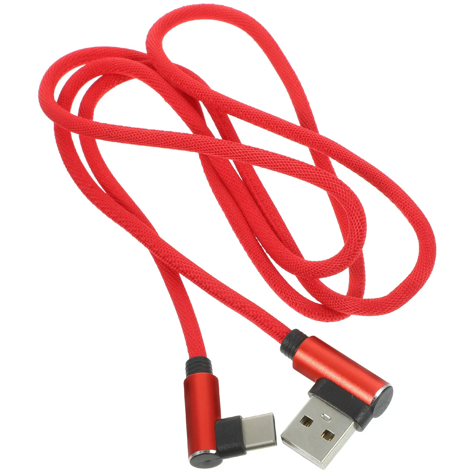 1M Right Angle Type-C USB Cable Braided Nylon Tangle-Free Heavy Duty Fast Charging Sync Data Cable for Smartphones L-Shaped 90