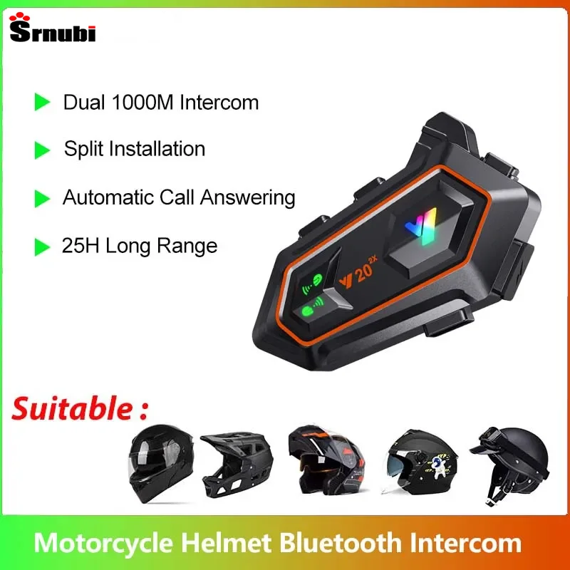 RGB Colorful Light Bluetooth 5.3 Helmet Headset Wireless Motorcycle IPX6 Waterproof Moto Earphone Handsfree Call 25H Long Range