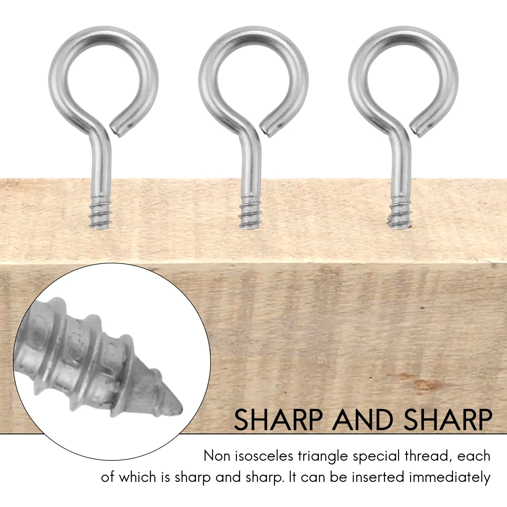 10 Pack Stainless Steel Eye Shape Screws Metal Hook Wood Terminal Ring Eyelet Hooks Self Tapping Screws M6