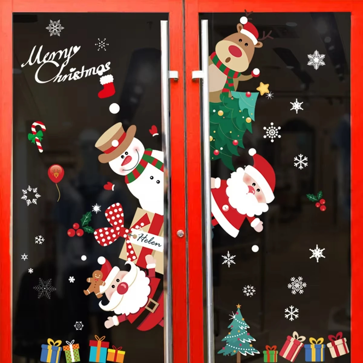 Pegatinas navideñas para pared y ventana, decoración navideña para el hogar, adornos navideños, árbol de Navidad, regalo de Navidad, Año Nuevo 2024