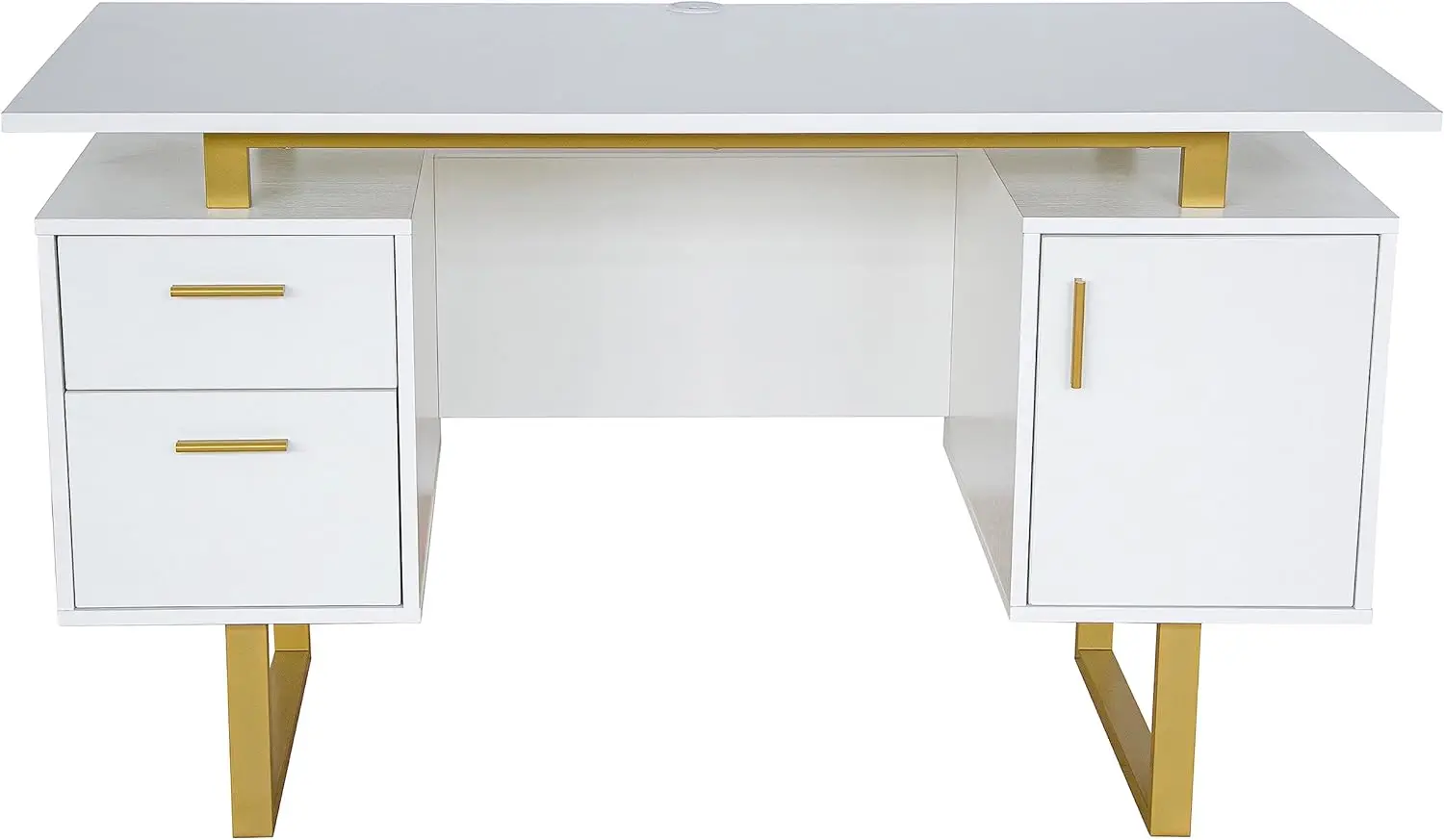 Storage Drawers and Cabinet 51.25” W-Modern Office Large Floating Desktop Surface Desk, 23.6