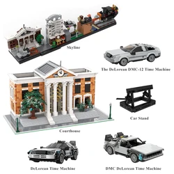 MOC Back to the Future Time Machine Building Blocks Courthouse Skyline Assembly City DIY Model Sets Bricks Toys Gift Kids Adult