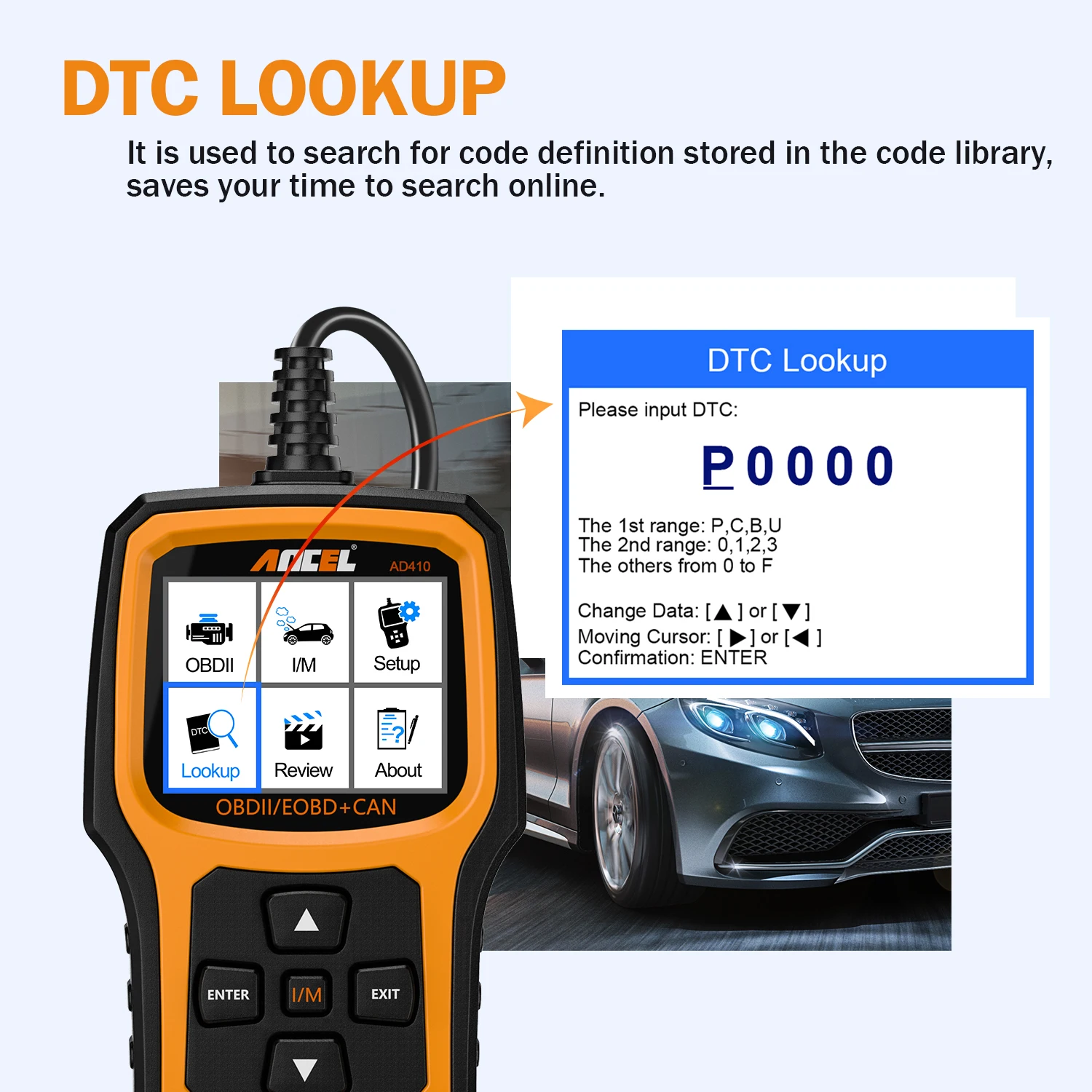 Ancel AD410 OBD2 Scanner Code Reader Car Diagnostic Scan Tool Check Engine Fault Light Emission Analyzer ODB OBD 2 Scan Tool