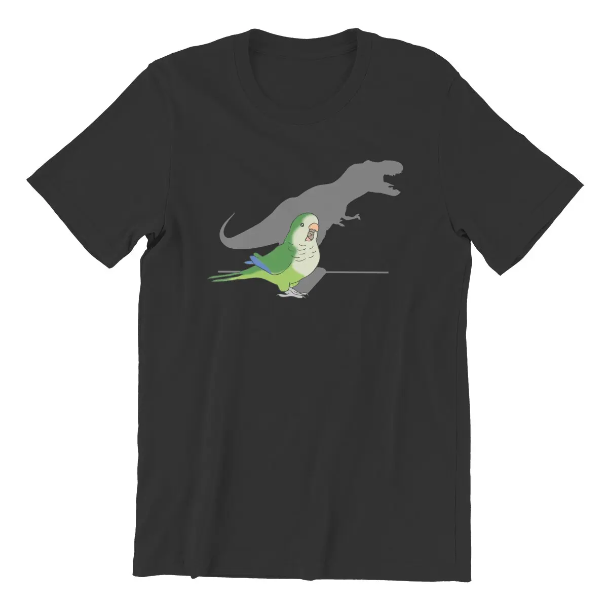 

T-rex green monk parakeet parrot pet t-rex shadow funny T-Shirt for Men Oversized 100% Cotton graphic shirts plus size clothing