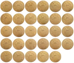 FULL SET 1872 - 1915 44pcs Austria - Habsburg 4 Ducats - Franz Joseph I Diameter 40MM Gold Plated Copy Coins