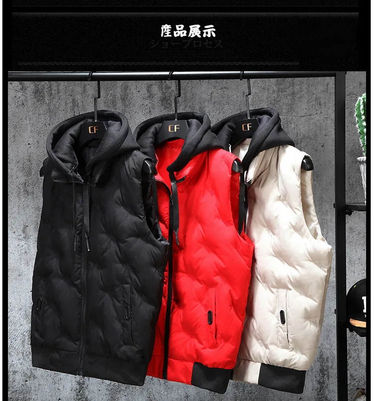 ZOZOWANG Winter Thick Vests Men 2023 New Casual Hooded Thick Cotton Padded Sleeveless Coat Men Casual Waistcoat High Quality