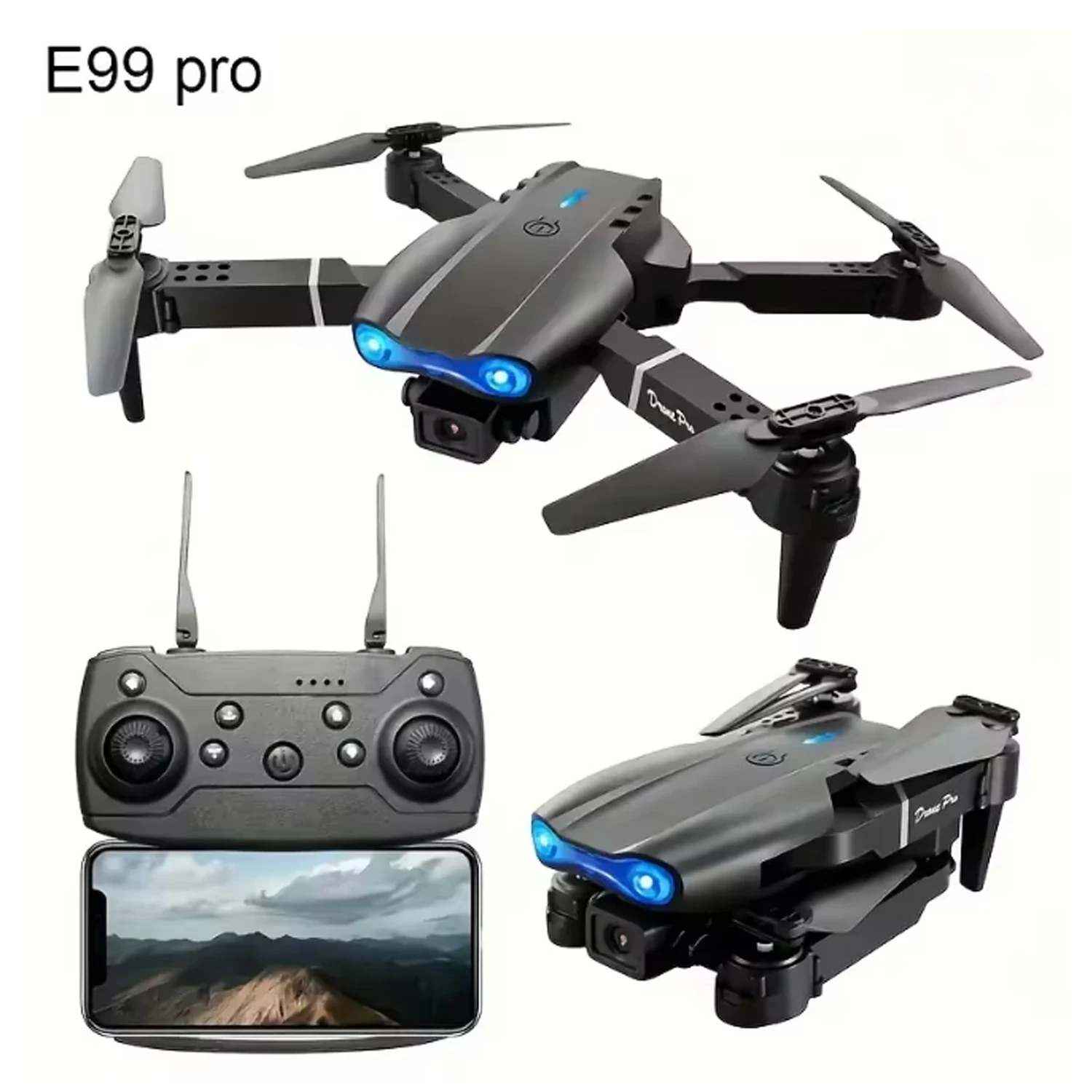 E99 PRO Drone with Flash Professional HD Dual Camera WIFI Obstacle Avoidance RC Helicopters Aerial Photography Quadcopter