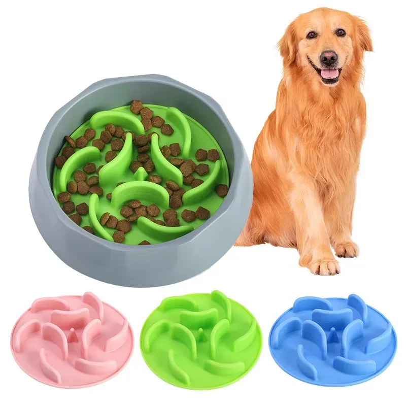 Pet Supplies Color Slow Feeder Cat Bowl Anti-choking Plastic Dog Puzzle Food Bowl, Dog Water Basin for Anxiety Relief