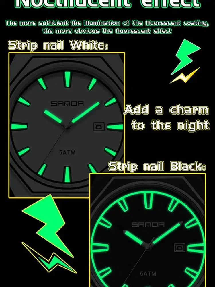 SANDA أعلى مقاوم للماء العلامة التجارية الفاخرة ساعة كوارتز رجالية التقويم مضيئة الإبداعية سلسلة فاخرة مضيئة ساعة يد كوارتز رجالية