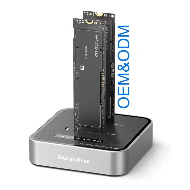 

SSD Duplicator Dock 20Gbps Powered M.2 NVME 2230 2242 2260 2280 22110 SSD Cloning Dock 2-Bay M.2 NVME Clone Docking Station