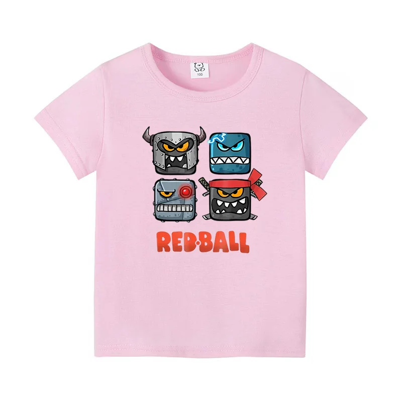 Red Ball Print Summer Kid Hot Sale Cartoon T-Shirts Funny Game Girls Clothes Baby Boys Fashion Tee Casual Children Tops