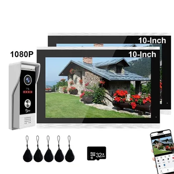 7/10นิ้วอินเตอร์คอม1080P ออดประตูสำหรับอพาร์ทเมนต์ชุดจอภาพ2-monitors ในบ้านส่วนตัวระบบรักษาความปลอดภัยบ้านระบบปัดปลดล็อค