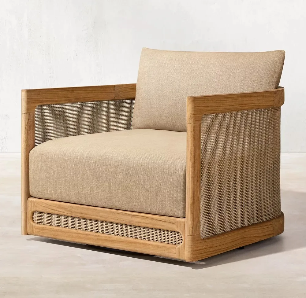 Newly Arrived Furniture Ri Teak Swivel Lounge Chair Modern Outdoor Patio Garden Set Living Room Park Wood