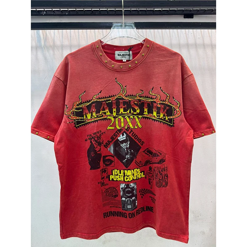 Vintage Übergroßes Acid Wash T-Shirt Herren Grafik-Skelett Urlaub Lustige T-Shirts für Frauen Baumwolle Loose Fit Punk Hip Hop – Detail 5