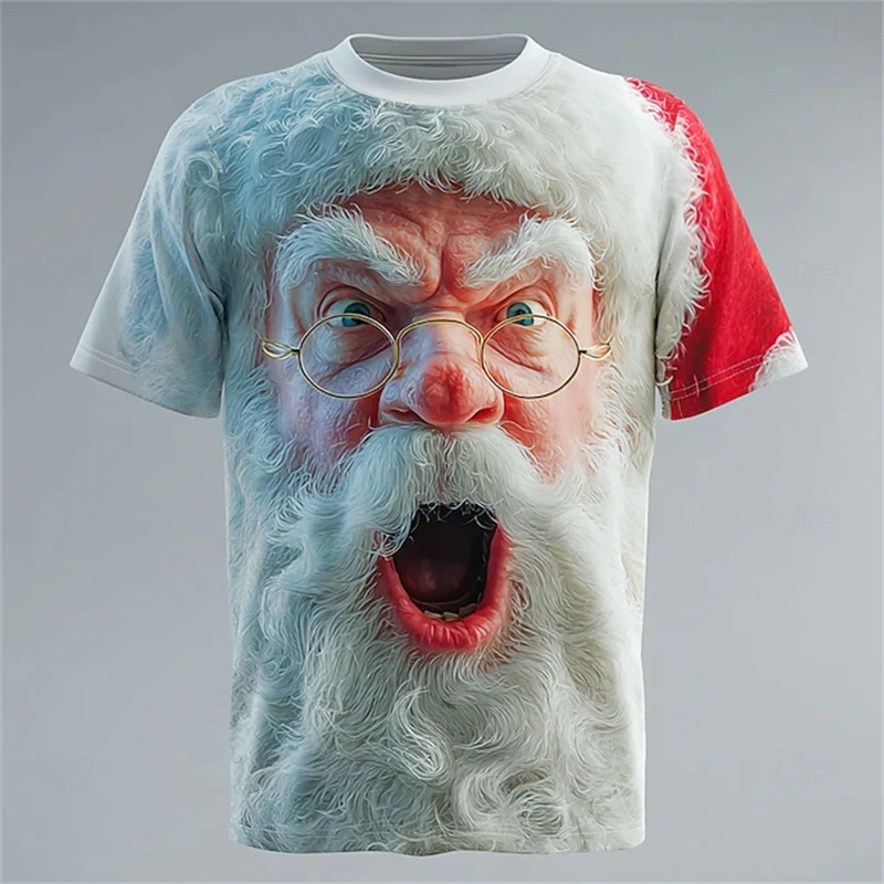 Christmas T Shirts Men 3D Printed T-shirt Hot Sale Xmas Part Holiday Short Sleeve Men's Fashion 2026 Funny Santa Claus Clothes