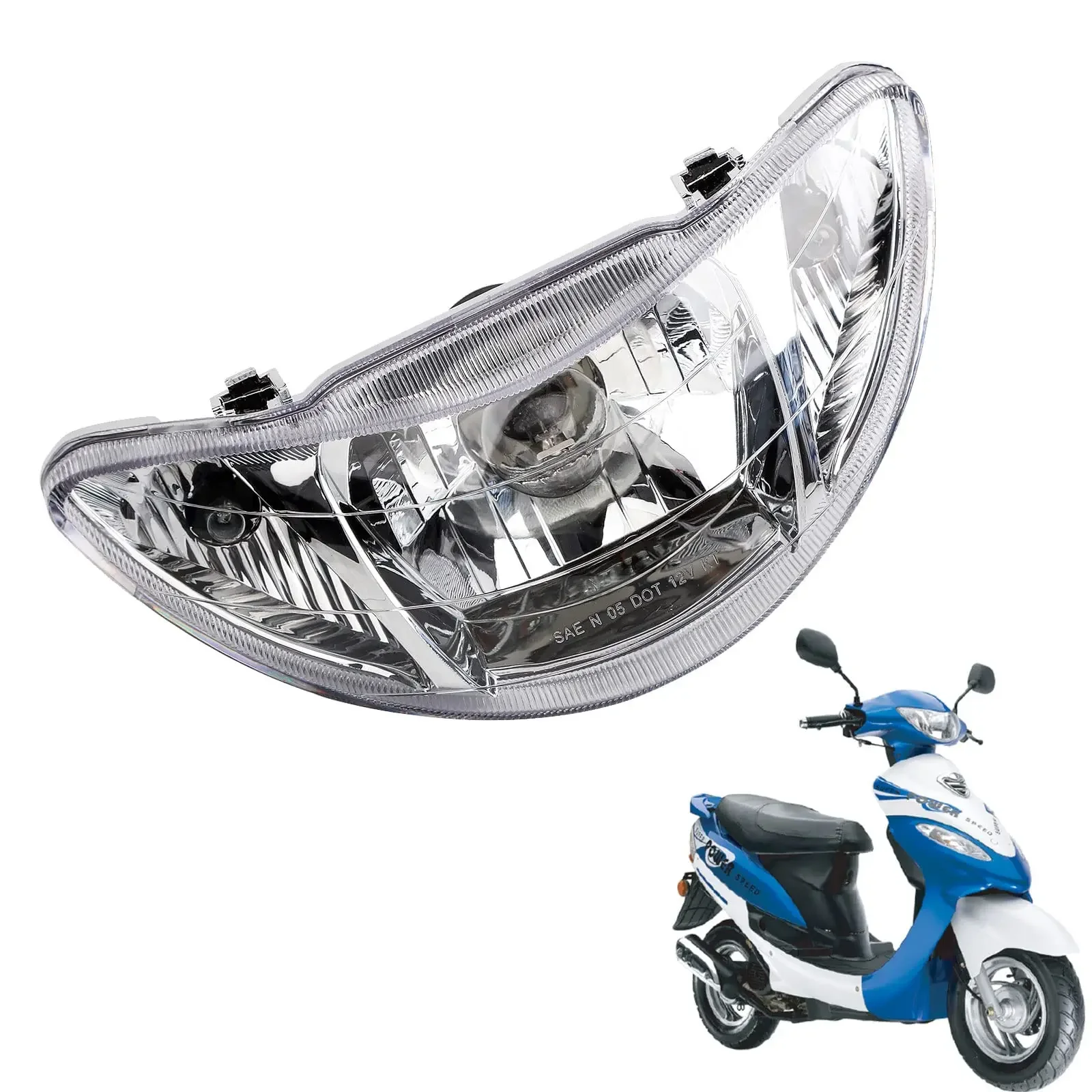 Motorcycle Headlight Benteng Lamp Assembly for Benteng 50cc Chinese Scooter Moped Parts Halogen 12V 35W Yellow Light