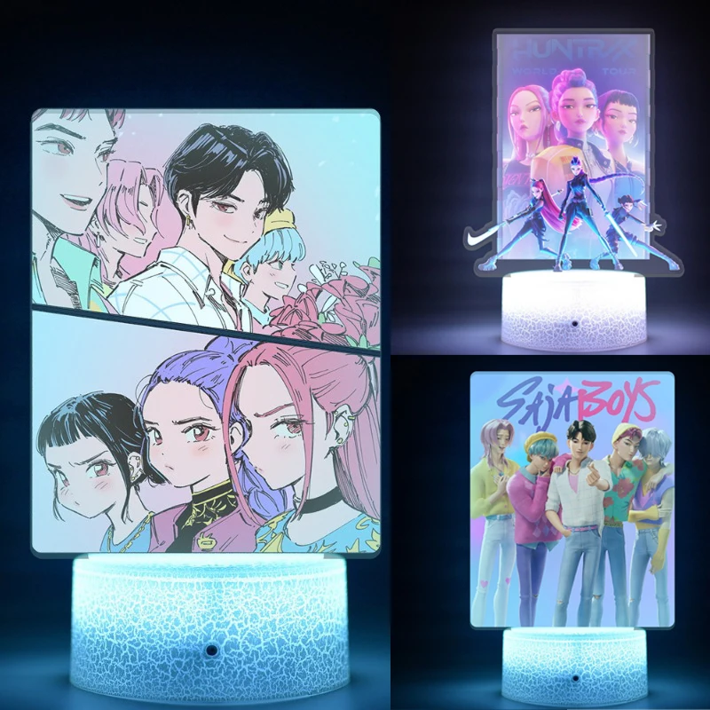 

KPop Demon Hunters Led Night Light Anime Luminous Color Lamp Cartoon Cute Bedroom Living Room Home Desk Lamp Accessories Toys
