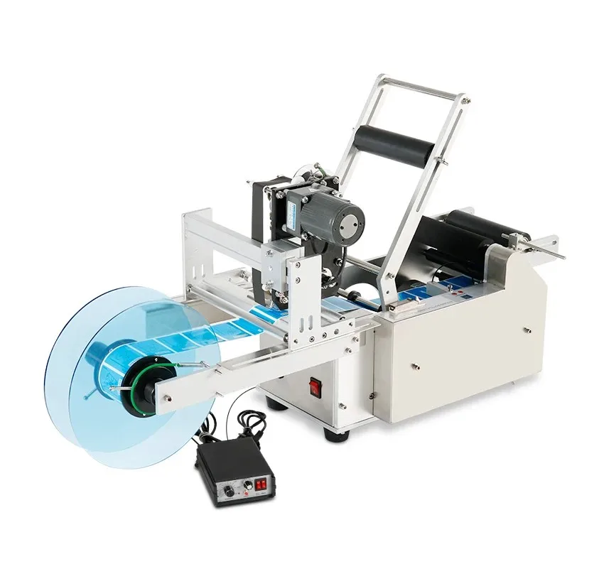 High Quality  LT-50D Semi Automatic Glass Ampoule Vial Tin Can Plastic Round Bottle Labeling Machine Label Coder Machine