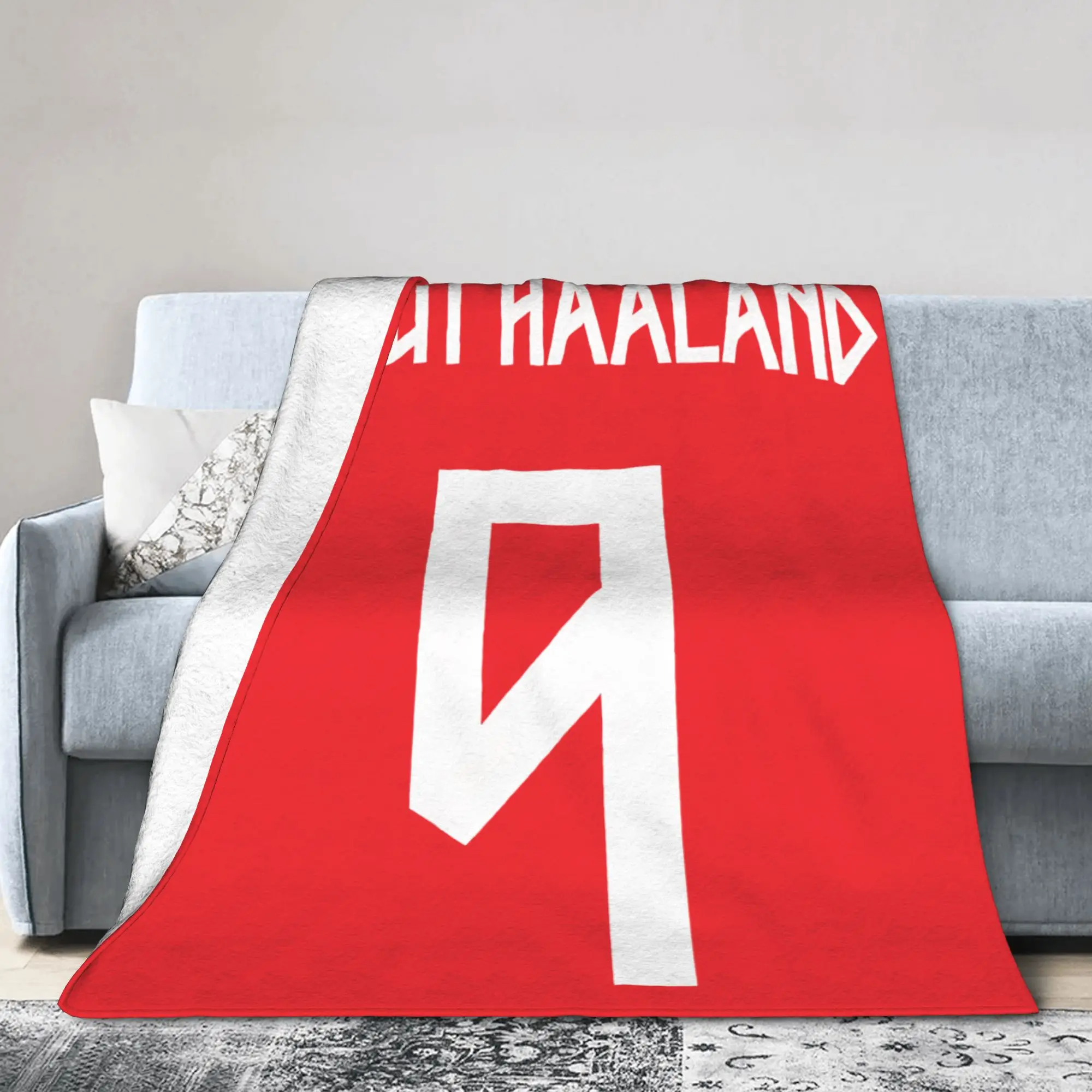 Haalands Number 9 Norway Soccer Knitted Blankets Flannel  Ultra-Soft Throw Blankets for Bedding Couch Bedroom Quilt
