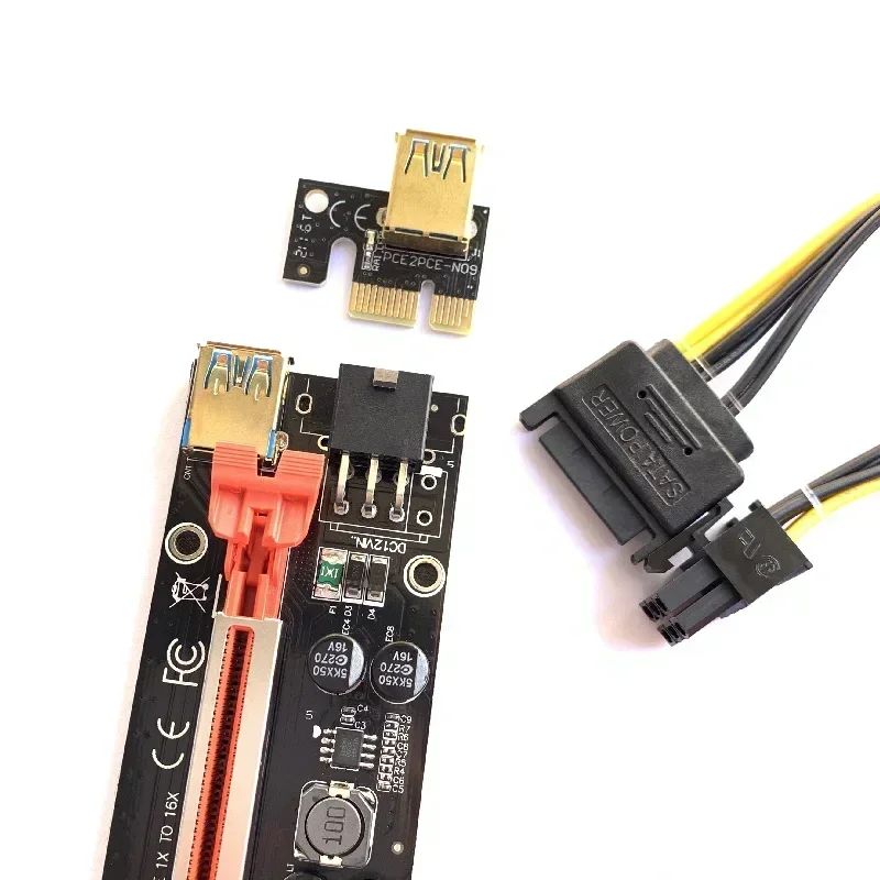 1X 4x 8x 16x Express PCI-E Riser USB 3.0 Extender Riser Adapterkarte SATA 15pin auf 6 Pin Stromkabel VER 009S