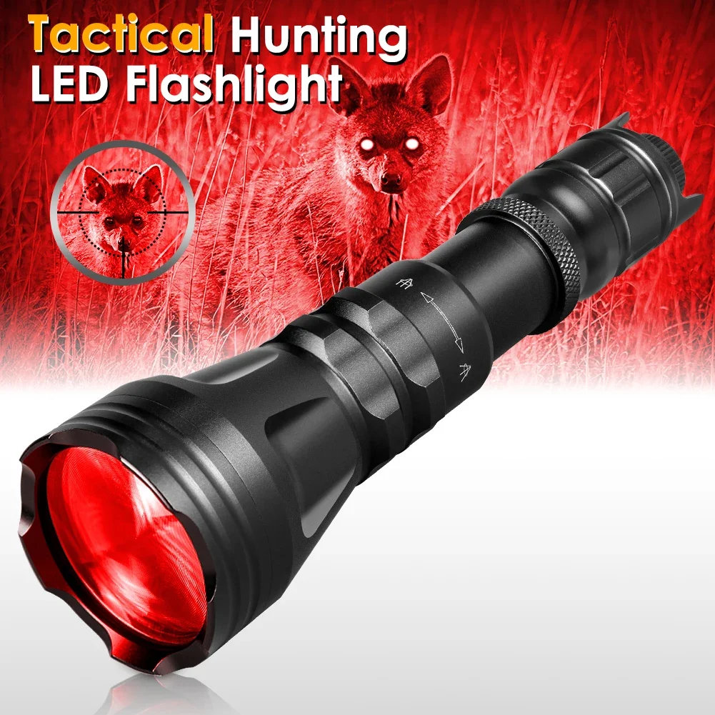 UniqueFire 2001D Fresnel Lens XPE LED Flashlight Red Beam Light Dimmer Swtich Indicator Zoomable Lanterna Torch For Hunting