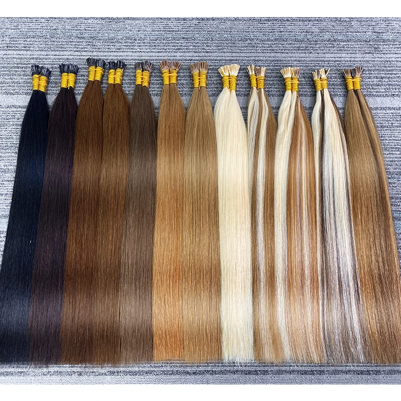 Extensiones de cabello de fusión de queratina con punta I sintética, varios colores, 5G/hebra, 60 hebras/paquete, extensiones de cabello con punta de queratina (I-Tip)