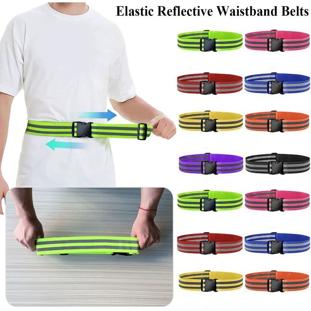 Waist Adjustable Reflective Waistband Belts 5*1*1cm 8 Colors Sport Safety Belts Elastic High Visible Waistband