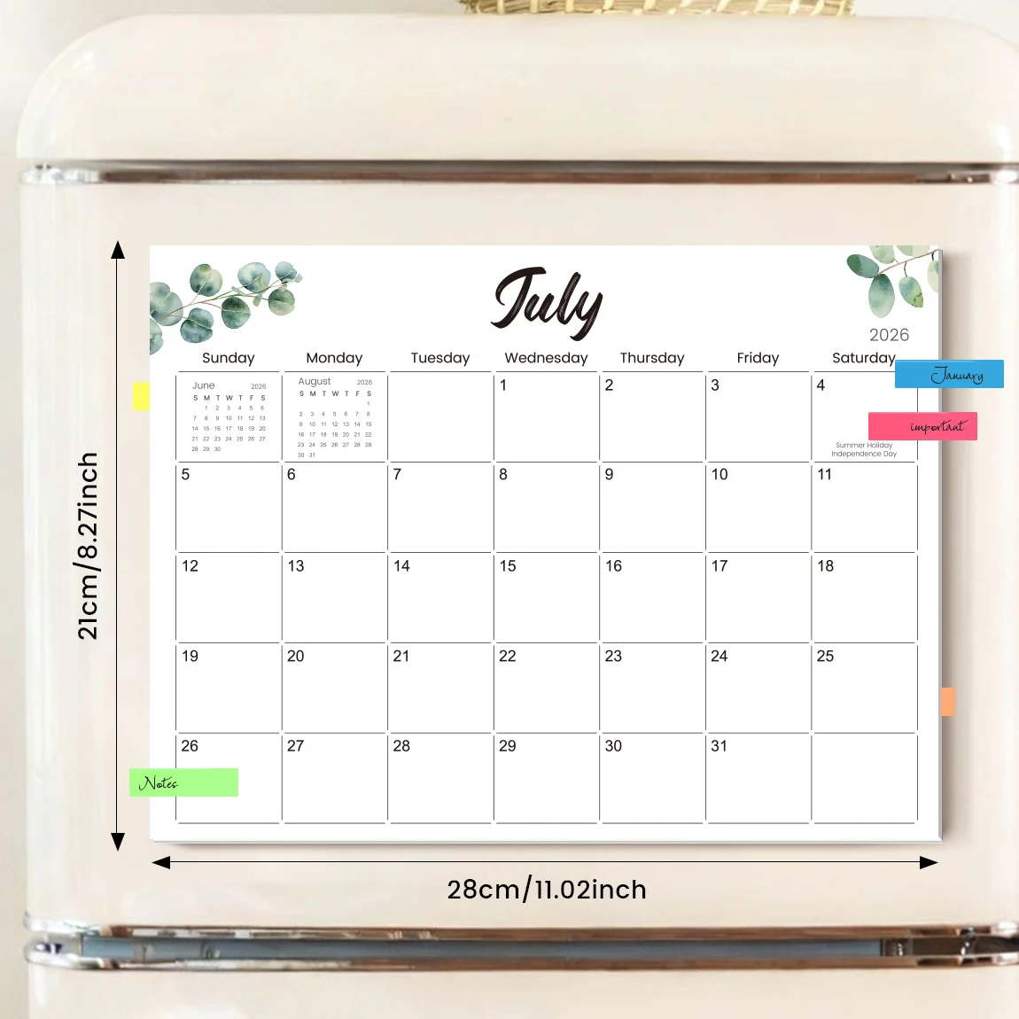 Magnetic Fridge Calendar 2026.7-2027.6 Minimalist Monthly Planner 12 Month Wall Calendar Kitchen Organizer Aesthetic Design