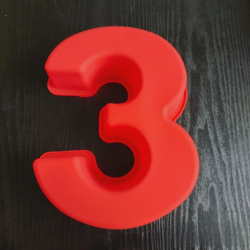 10 Inch Flexible Silicone Number Cake Molds 9 Piece Set Includes Numbers 0 1 2 3 4 5 6 7 8 for Home Baking Use