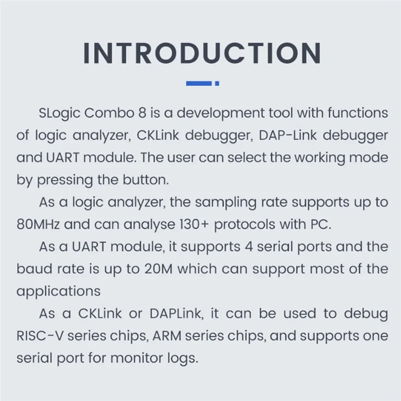 

B50B-Slogic Combo 8-анализатор слоганов Daplink Cklink Debugger Инструмент Cklink Отладчик DAP-Link Отладчик UART Модуль Прочный белый