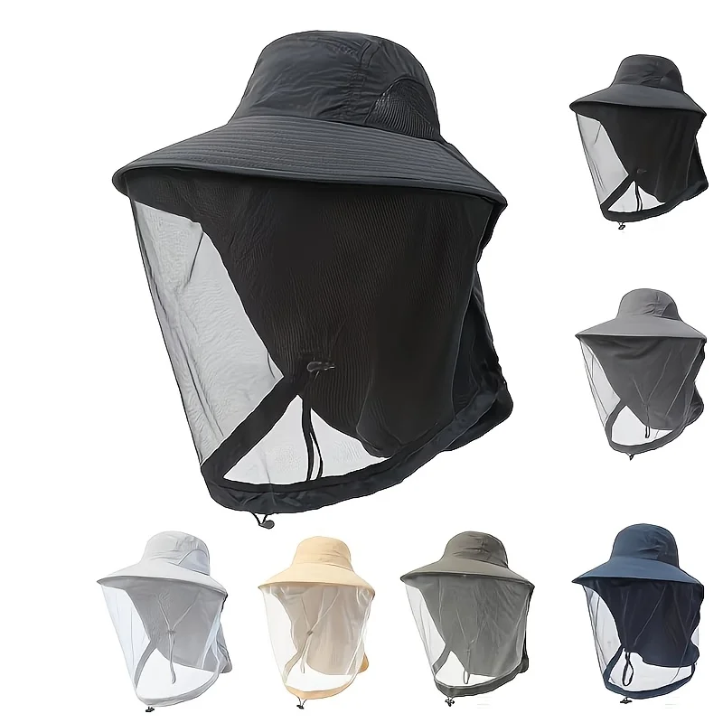 UV Protection Hat Breathable Full-Mesh Head Net Insect Protect Fisherman Cap Anti-UV Adjustable Hiking Camping Nature Travel Hat